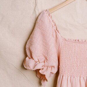 Morning Lavender 'Paige' Pink Puff Sleeve Midi Dress - Small